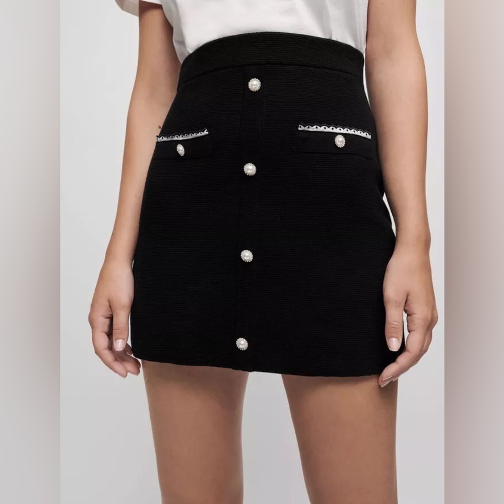 NWT Maje Jidene Embroidered Poplin Skirt (size 36)